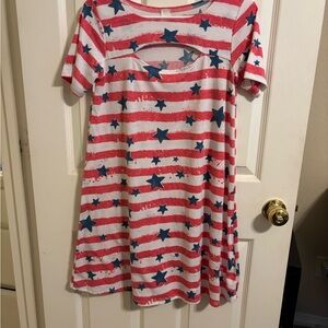 Star-Patterned Red and White Women's Tunic